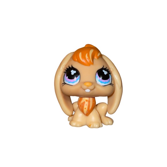 littlest pet shop # 480 orange lop eared bunny rabbit with pink & purple eyes - Picture 2 of 7